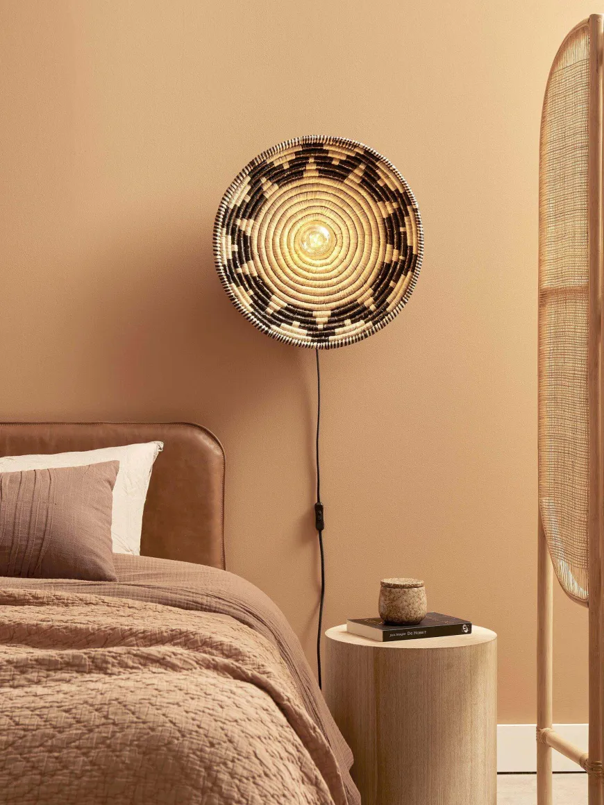 Good&Mojo Wandlamp Andros dia. 45cm zwart/naturel