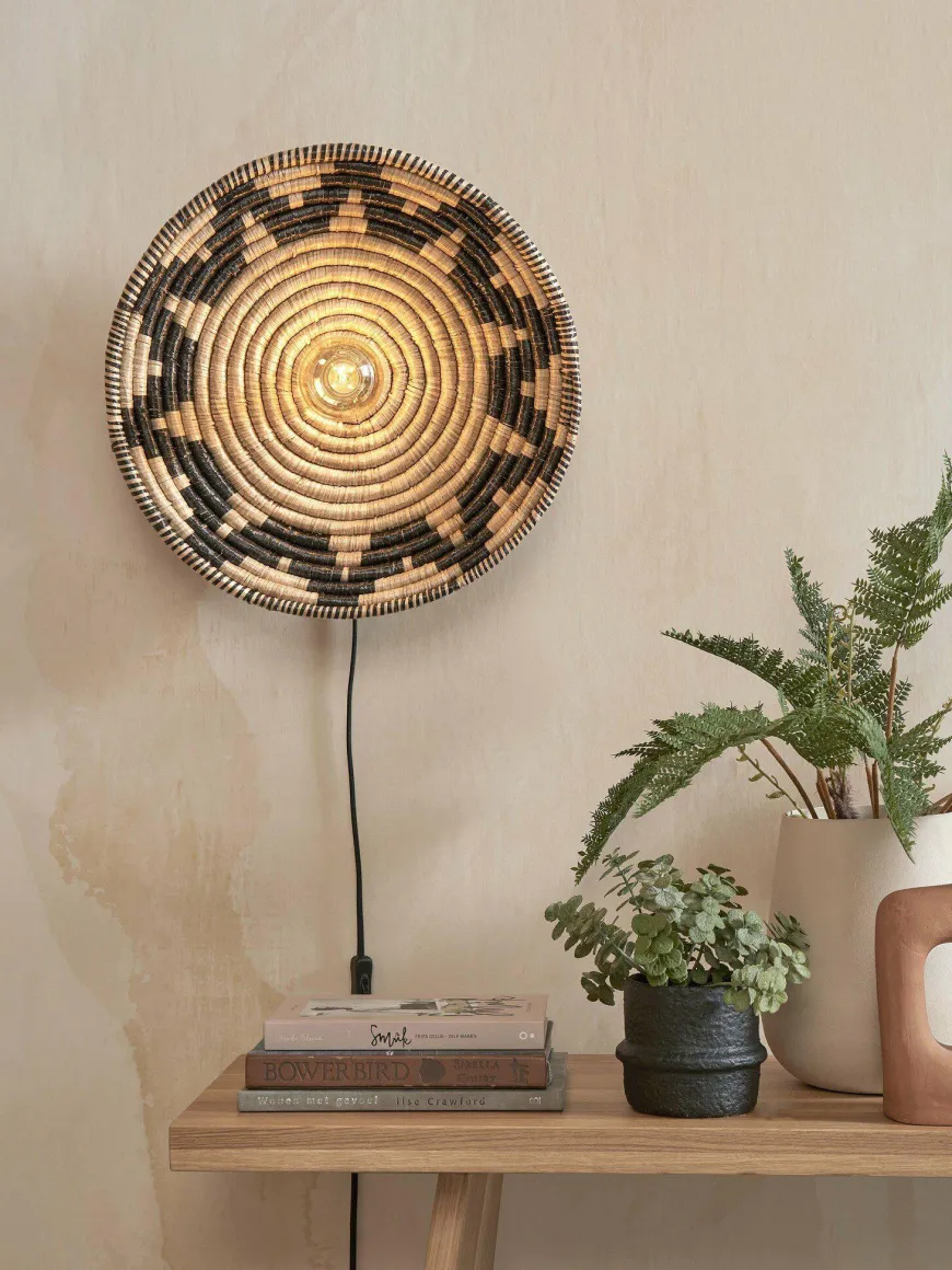Good&Mojo Wandlamp Andros dia. 45cm zwart/naturel