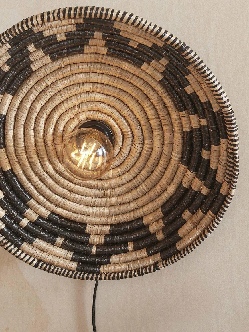 Good&Mojo Wandlamp Andros dia. 45cm zwart/naturel