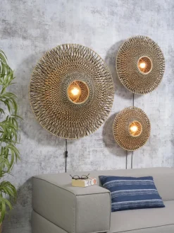 Good&Mojo Wandlamp Bali bamboe 60 x 15 cm zwart/naturel M