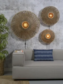 Good&Mojo Wandlamp Bali bamboe 60 x 15 cm zwart/naturel M