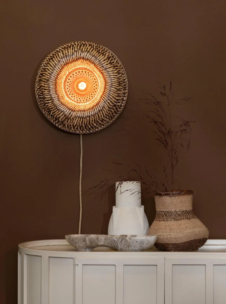 Good&Mojo Wandlamp Barbados bamboe ø35xh.15cm naturel/bruin