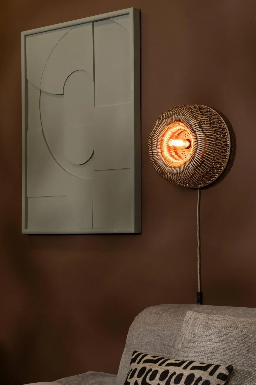 Good&Mojo Wandlamp Barbados bamboe ø35xh.15cm naturel/bruin
