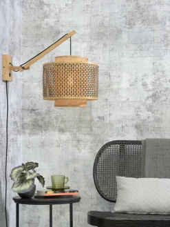 Good&Mojo Wandlamp Bhutan bamboe naturel Ø 40 zwart naturel S