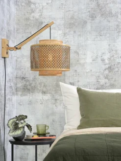 Good&Mojo Wandlamp Bhutan bamboe naturel Ø 40 zwart naturel S