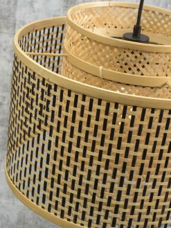 Good&Mojo Wandlamp Bhutan bamboe naturel Ø 40 zwart naturel S