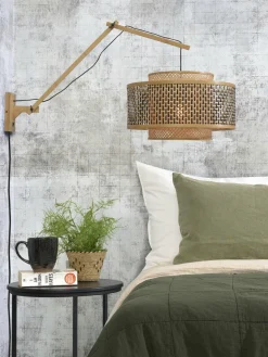 Good&Mojo Wandlamp Bhutan bamboe naturel Ø 50 zwart naturel L