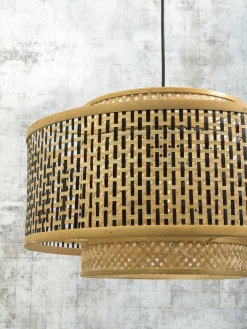 Good&Mojo Wandlamp Bhutan bamboe naturel Ø 50 zwart naturel L