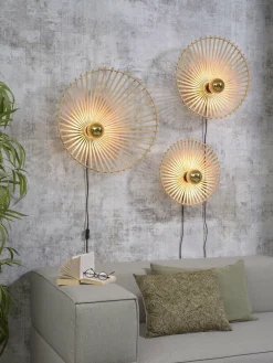Good&Mojo Wandlamp Bromo bamboe asymm. Ø 50 naturel M