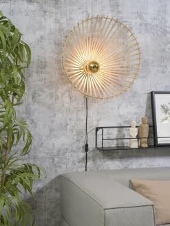 Good&Mojo Wandlamp Bromo bamboe asymm. Ø 60 naturel L