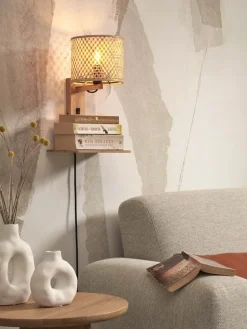 Good&Mojo Wandlamp Java met plank naturel