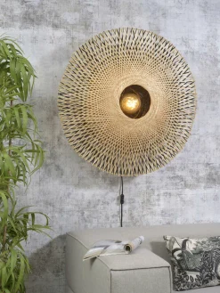 Good&Mojo Wandlamp Kalimantan bamboe plat Ø87 L
