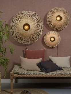 Good&Mojo Wandlamp Kalimantan bamboe plat Ø87 L