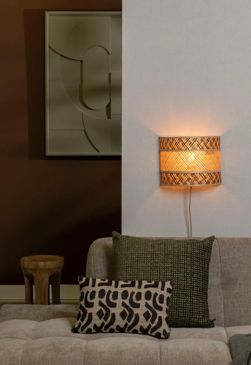 Good&Mojo Wandlamp Langkawi bamboe/kap 32x1x6x25cm nat/br.