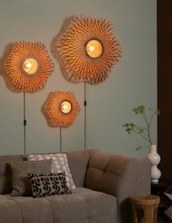 Good&Mojo Wandlamp Madura bamboe ø87x20cm naturel bruin L