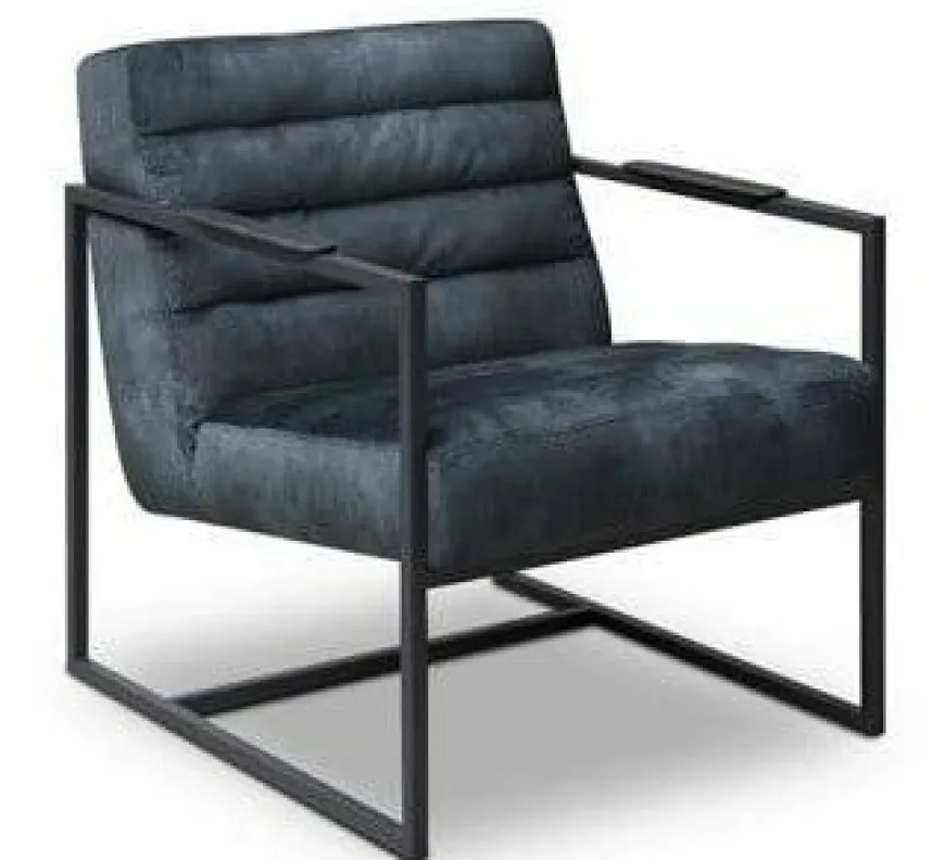 Het Anker Showroommodel Fauteuil Skipper Black & Blue vintage velvet