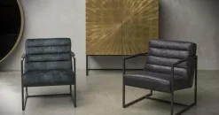 Het Anker Showroommodel Fauteuil Skipper Black & Blue vintage velvet