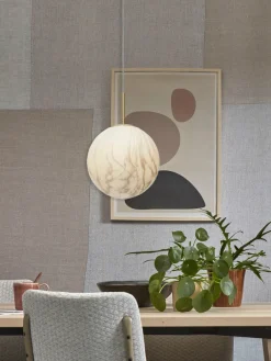 it's about RoMi Hanglamp glas/ijzer Carrara bol wit marmerprint/goud L