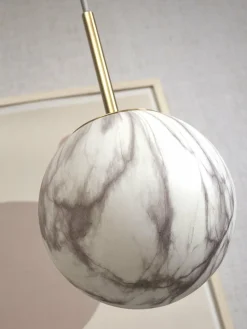 it's about RoMi Hanglamp glas/ijzer Carrara bol wit marmerprint/goud L
