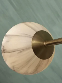 it's about RoMi Hanglamp glas/ijzer Carrara 3-arm met 6 bollen wit marmerprint/goud