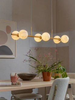 it's about RoMi Hanglamp glas/ijzer Carrara 6-bollen wit marmerprint/goud