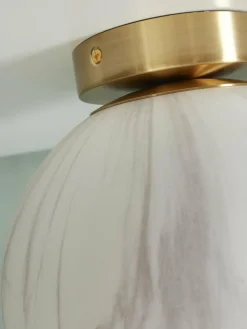it's about RoMi Plafonniere glas/ijzer Carrara bol wit marmerprint/goud S