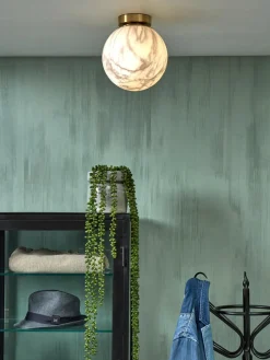 it's about RoMi Plafonniere glas/ijzer Carrara bol wit marmerprint/goud S