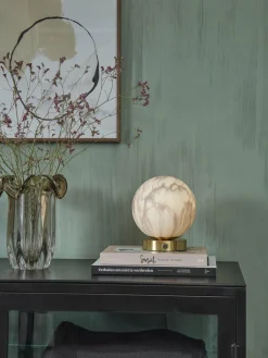 it's about RoMi Tafellamp glas/ijzer Carrara bol wit marmerprint/goud