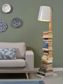 it's about RoMi Vloerlamp ijzer/hout Cambridge voor boeken naturel/ wit