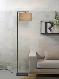 it's about RoMi Vloerlamp ijzer/zwart Boston donker linnen