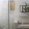 it's about RoMi Vloerlamp ijzer/zwart Boston donker linnen