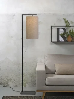 it's about RoMi Vloerlamp ijzer/zwart Boston donker linnen