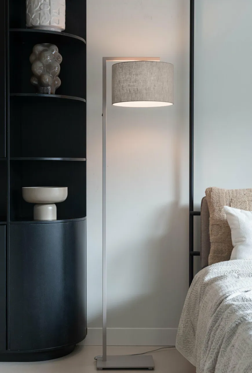 it's about RoMi Vloerlamp Boston zand/kap 3220 linnen donker