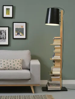 it's about RoMi Vloerlamp ijzer/hout Cambridge voor boeken naturel/ zwart