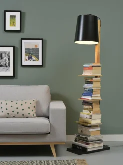 it's about RoMi Vloerlamp ijzer/hout Cambridge voor boeken naturel/ zwart