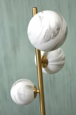 it's about RoMi Voerlamp glas/ijzer Carrara 3-bol wit marmerprint/goud