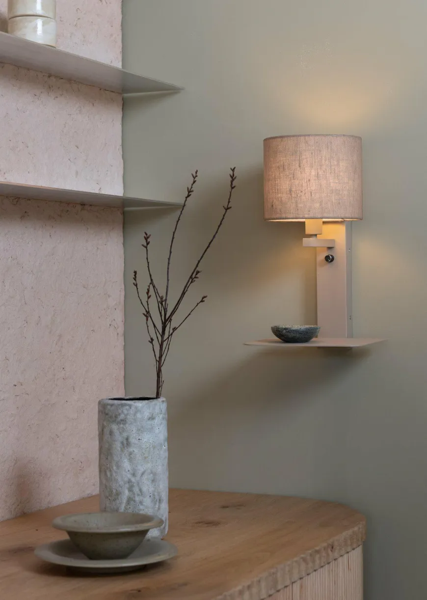 it's about RoMi Wandlamp Florence zand/kap 1815 linnen donker