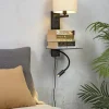it's about RoMi Wandlamp ijzer Florence plank+usb+leeslamp 15000hrs incl. dimmer l. linnen