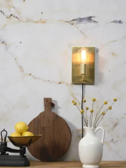 it's about RoMi Wandlamp ijzer Madrid 15xh.25cm goud L