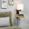 it's about RoMi Wandlamp ijzer Florence E14 met plank+usb incl. dimmer wit