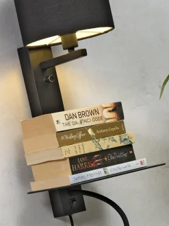 it's about RoMi Wandlamp ijzer Florence plank+usb+leeslamp 15000hrs incl. dimmer zwart