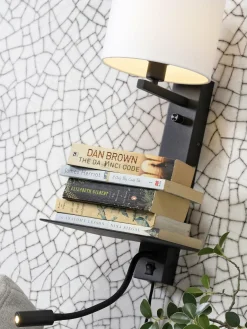 it's about RoMi Wandlamp ijzer Florence plank+usb+leeslamp 15000hrs incl. dimmer zwart