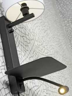 it's about RoMi Wandlamp ijzer Florence plank+usb+leeslamp 15000hrs incl. dimmer wit