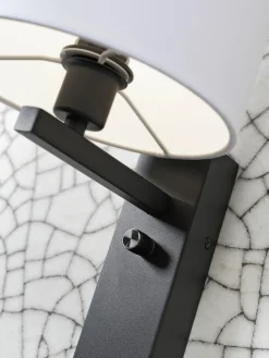 it's about RoMi Wandlamp ijzer Florence E14 met plank+usb incl. dimmer d. linnen