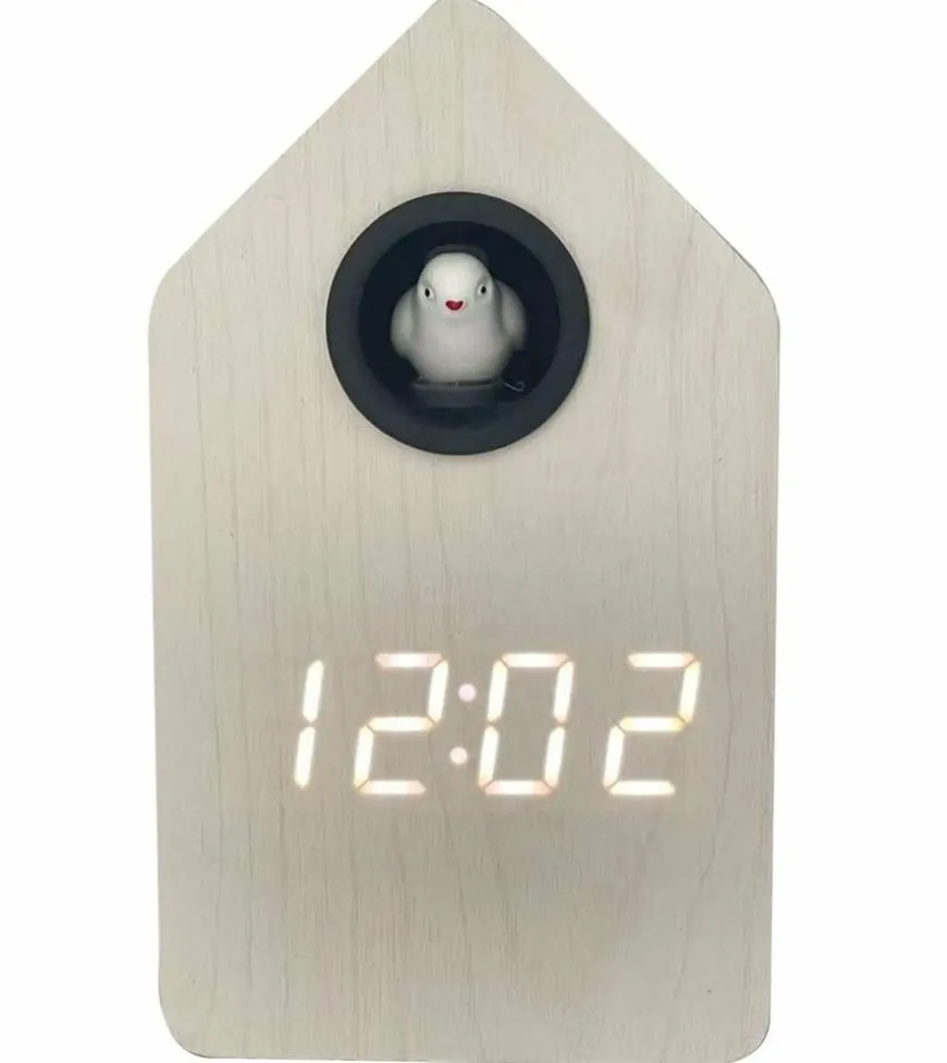 Karlsson Alarmklok Cuckoo LED whitewash veneer