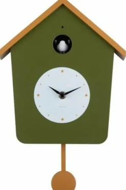 Karlsson Wandklok Cuckoo army groen met geel