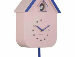 Karlsson Wandklok Dupla Color Cuckoo zachtroze met kobalt blauw