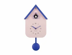 Karlsson Wandklok Dupla Color Cuckoo zachtroze met kobalt blauw