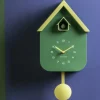 Karlsson Wandklok Dupla Color Cuckoo retro groen met zacht geel