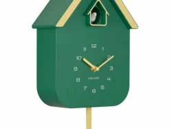 Karlsson Wandklok Dupla Color Cuckoo retro groen met zacht geel